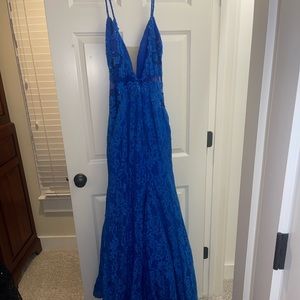 Blue prom dress open back size 6
